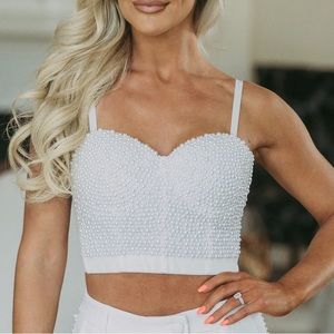 Shop These Three Pearl Accented Bustier Crop Top